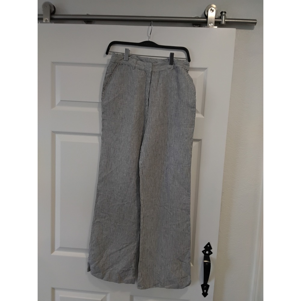 OLIVACEOUS Women's Striped Wide Leg Linen Blend Pants Size‎ M